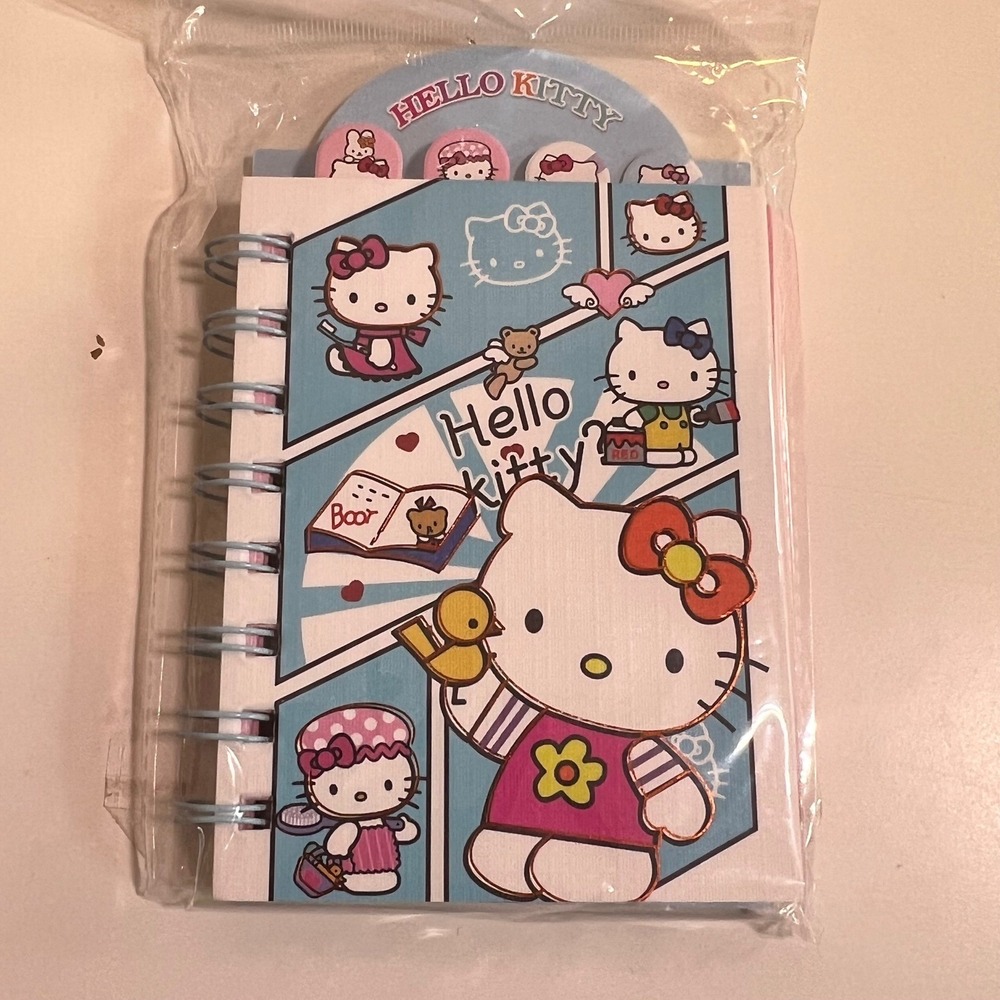 Sanrio 87x145mm Hello Kitty Spiral Notebook Blue Comic Style with Index Tabs‎